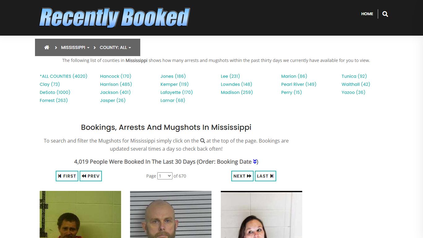 Recent bookings, Arrests, Mugshots in Pearl River County, Mississippi